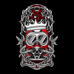 steampunk full face mask illustration for t shirt design and other