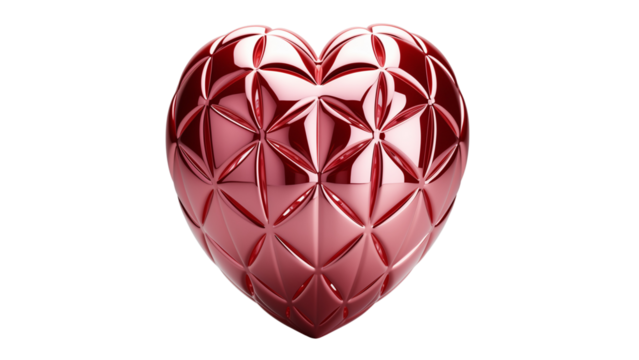 Glossy 3d red heart symbol on a transparent background in the png format  