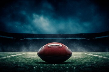 Football on Field Under Cloudy Sky - obrazy, fototapety, plakaty