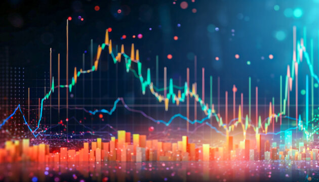 Bokeh of financial background, Blurred backdrop of chart of global economy.