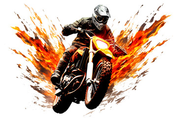Dirt bike rider on transparent background, Motocross, Action-Sport-Concept. PNG - obrazy, fototapety, plakaty