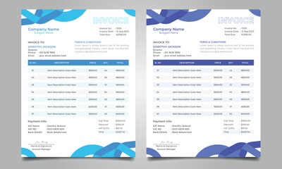 Simple clean and corporate business invoice template with two color variation invoice design bundle for company
