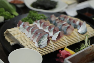 Sliced Raw Korea Mackerel sashimi