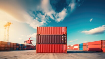 Fototapeta premium cargo containers ship yard for transport and crain activity in the containers yard