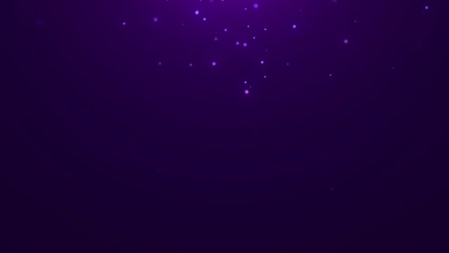 Dust particles with bokeh effect on dark background. Abstract purple magic background. Starry sky. 3d rendering.