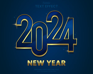 decorative new year 2024 editable text effect vector design