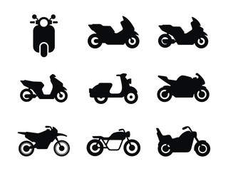 Motorbike icon set isolated on white background