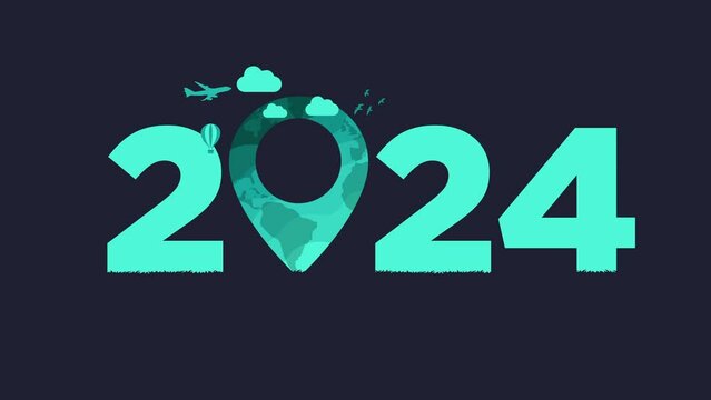 Happy New Year 2024 Travel or tourism concept. World tourism day 2024. 2024 new year video.