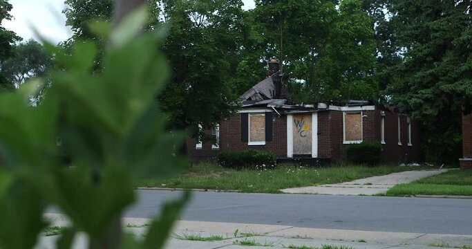 Fire damaged homes in Detroit waiting to be demolished.