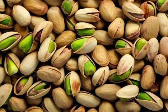 Abundance of Taste: A Close-Up View of Pistachio Nuts in Varied Stages of Openness