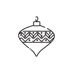 Symbol of Christmas Bauble. Thin line Icon of Merry Christmas. Stroke Pictogram Graphic for Web Design.