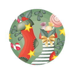 Christmas Stockings with Floral Background