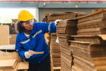 Professional worker team in safety uniform, supervisor inspector in packaging stock order at...