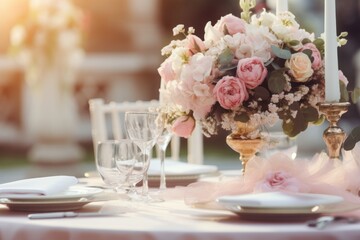 wedding table setting with flowers