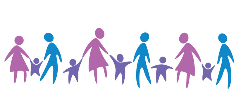 silhouette, sagome, famiglia, bambini, infanzia