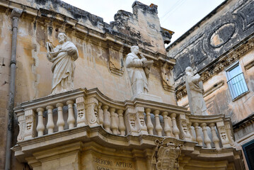 statues in the cathedral square Lecce Italy