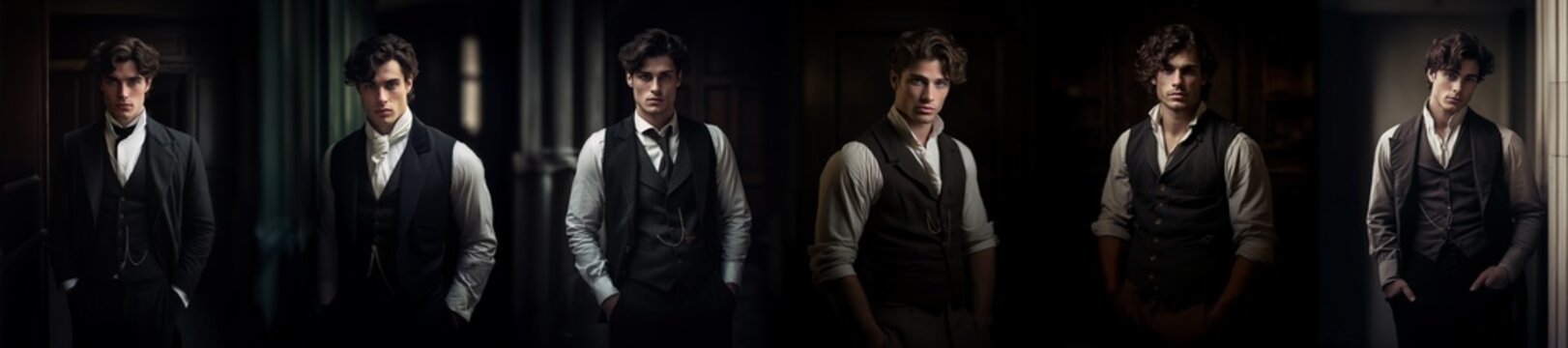 Mega Set of handsome Vintage era men - Elegantly dressed in a suit - Victorian - Edwardian - Regency - HD Collection