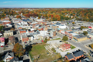 Aerial scene of Simcoe, Ontario, Canada in autumn