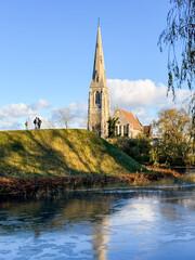 St. Alban's Church, or English Anglican Church in Copenhagen, with clear blue sky