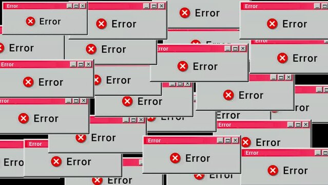 System error icon failure pc interface. ERROR error message pops up computer window warning. Motion graphics.