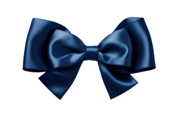 dark blue silk ribbon bow isolated on white or transparent png