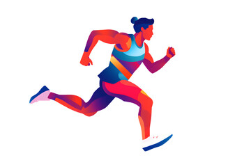 Design for emblem of run sport. illustration athlete runner in motion, transparent background.