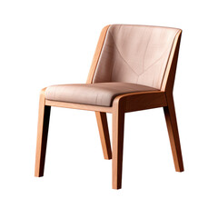 Chair wooden home furniture with leather isolated on white transparent, PNG