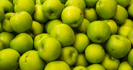 fresh ripe green apples background. Fresh Juicy Green Apples 