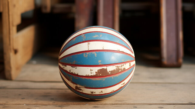 Balle de basket-ball vintage rouge, blanc et bleu