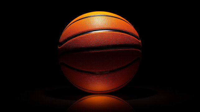 Ballon de basket-ball orange sur fond noir