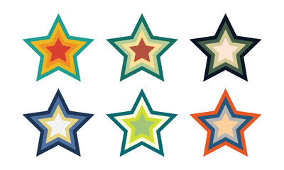Set of favorite Gold or flat star icons for apps and websites.