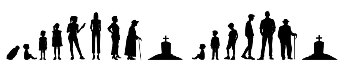 Fototapeta premium vector illustration. Set of people of different ages. Growing up of a person. Cycle of life.