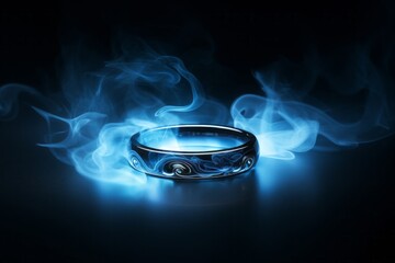 Ring with blue smoke - obrazy, fototapety, plakaty