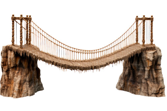 Fototapeta wood bridge with ropes isolated on transparent background, png file 