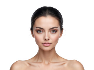 Beautiful woman with perfect skin isolated on transparent background