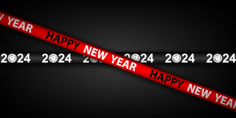 Happy New Year 2024 Background Design with ribbon lines. Greeting Cards, Banners, Posters. Vector Illustration.