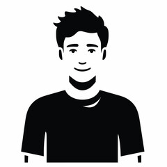 isolated Smiling Young Man Avatar  solid vector Illustration