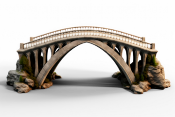 iron bridge with columns, isolated on transparent background, png file	