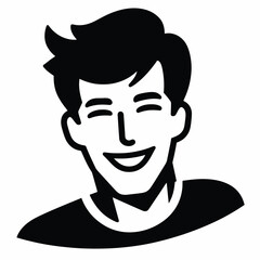isolated Smiling Young Man Avatar  solid vector Illustration