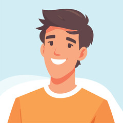 isolated Smiling Young Man Avatar  solid vector Illustration