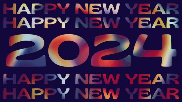 Animated Text Video Happy New Year 2024 Psychic Waves Textured Gradient Color.