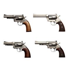 Four Revolvers in Various Positions - obrazy, fototapety, plakaty