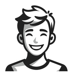 isolated Smiling Young Man Avatar  solid vector Illustration