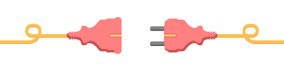 Electric socket and plug vector icon. Voltage wire vector. A symbol of connection and disconnection. Network connection vector. Vector illustration.