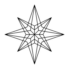Obraz premium Vector Christmas Snowflake origami star of bethlehem isolated on white background. Geometric line snow icon. Xmas Design element for banner, greeting card