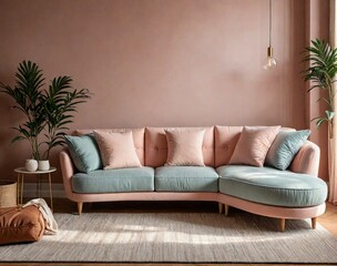 Fototapeta na wymiar 10. transitional three-seater sofa with a blend of modern and traditional elements. generative AI