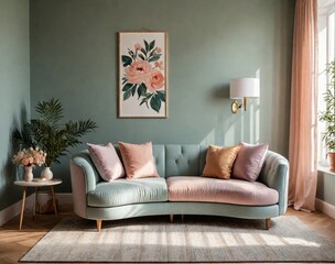 8. transitional three-seater sofa with a blend of modern and traditional elements. generative AI