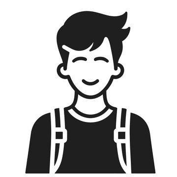 isolated Smiling Young Man Avatar  solid vector Illustration