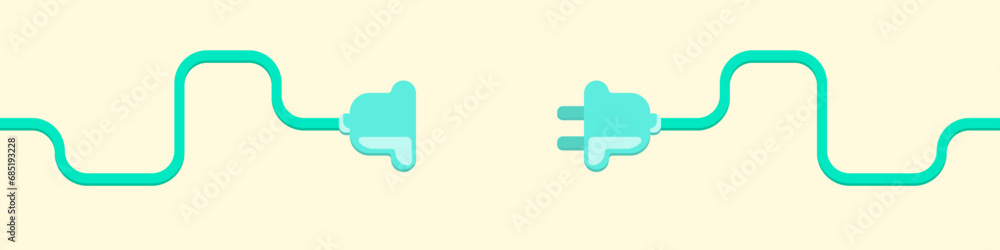 Poster electric socket and plug vector icon. voltage wire vector. a symbol of connection and disconnection.