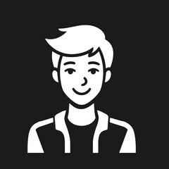 isolated Smiling Young Man Avatar  solid vector Illustration
